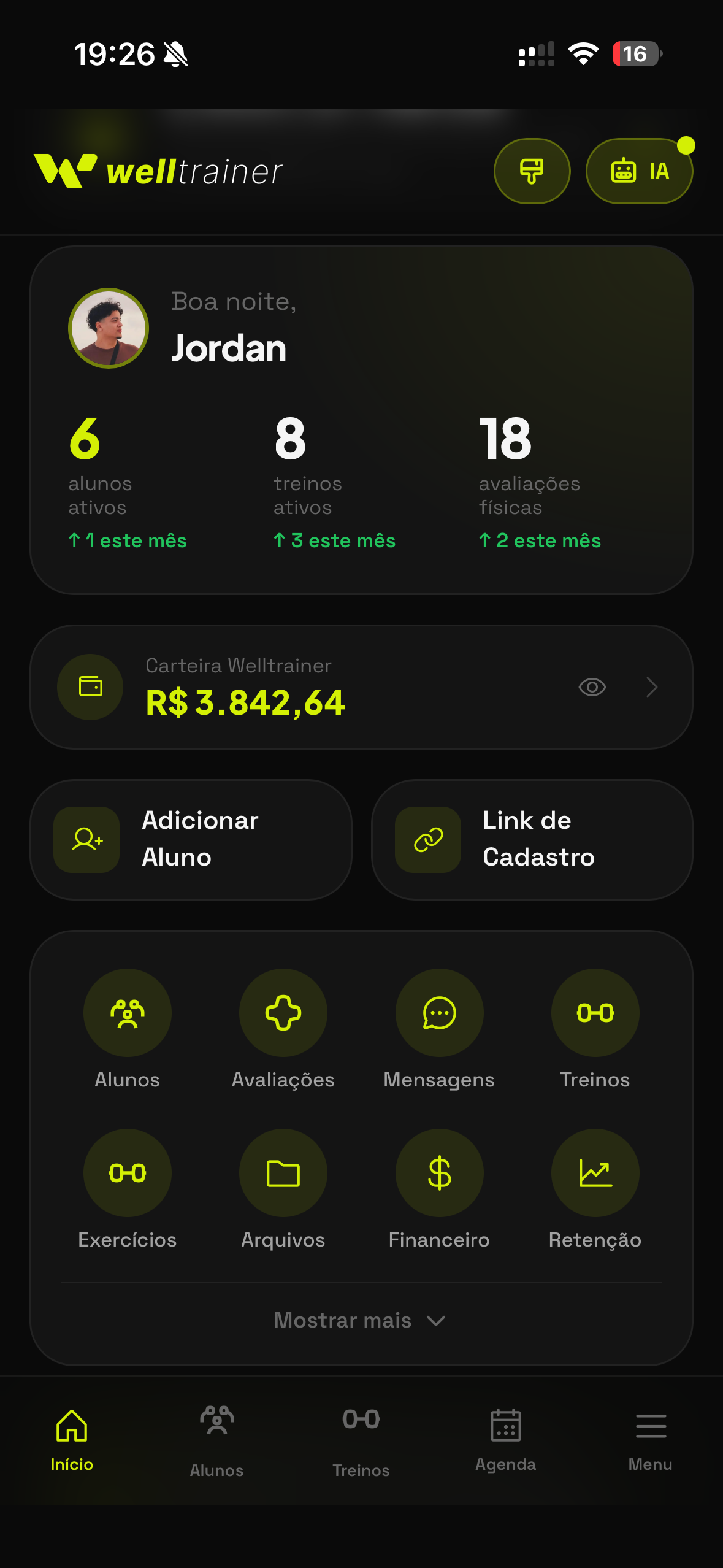 welltrainer dashboard do personal